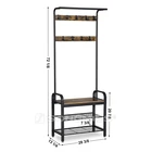 Wooden Hall Entryway Clothes Hanger Coat Hanging Stand Shelf with Hook 3-Tier Shoe Rack Bench