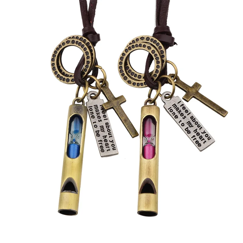 New Personality Jewelry Adjustable Leather Cord Hourglass Whisperable Whistle Necklace, Silver
New Personality Jewelry Adjustable Leather Cord Hourglass Whisperable Whistle Necklace, Silver