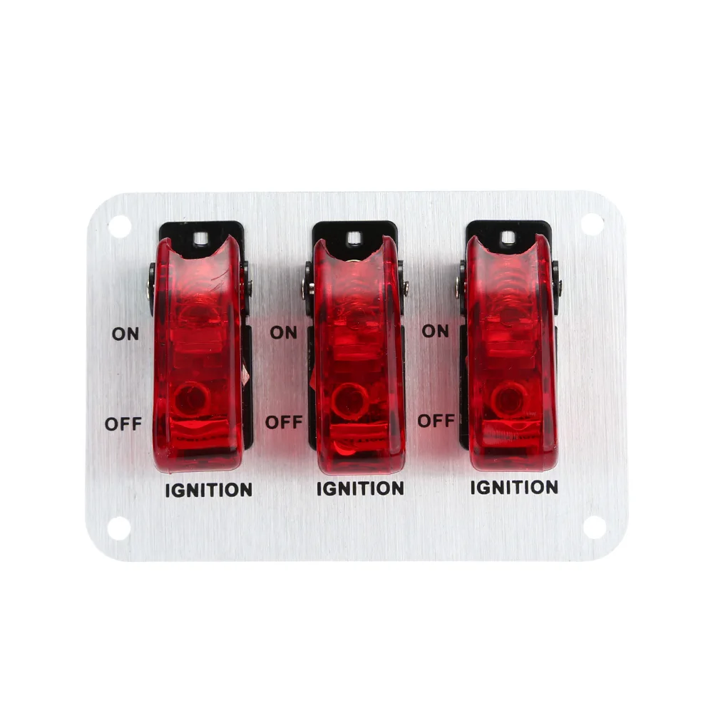 3 Rockers Switch Panel Button Flip-up Ignition DIY Car Modification Switch 12V Accessories for Racing Sport Competitive Car SUV