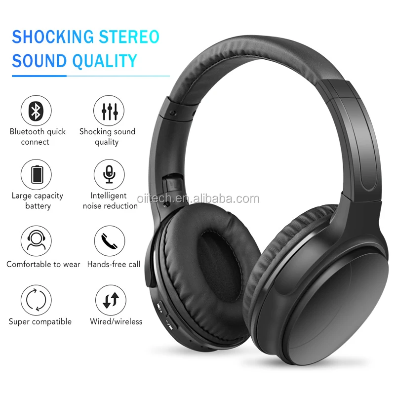 High-End Folding Super Bass Stereo ANC Noise Cancelling Blue tooth Wireless over Ear Headset headband earphone - ANKUX.COM