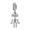 BAMOER Hot Sale Genuine 925 Sterling Silver Childhood Robot Pendant Charms fit Women Bracelets & Necklace DIY Jewelry