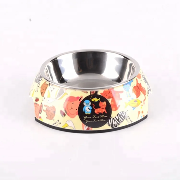Pet Bowls Feeder With Cute Cartoon Metal Dog Bowls Custom Dog