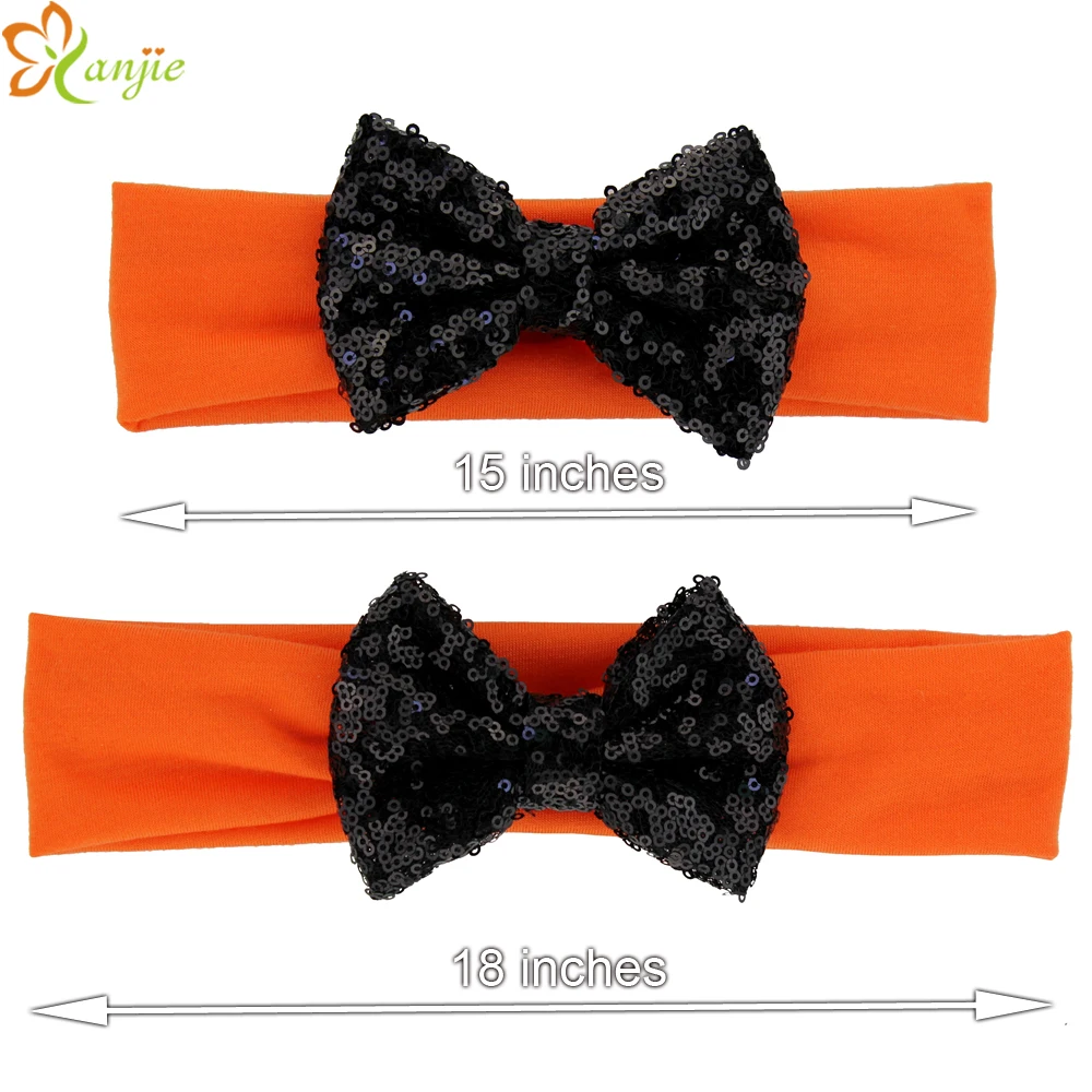 2015Trendy Mom And Baby Matching Halloween Festival Headband 10pcs/lot 4''Sequins Messy Bows Headband Hair Accessories For Women