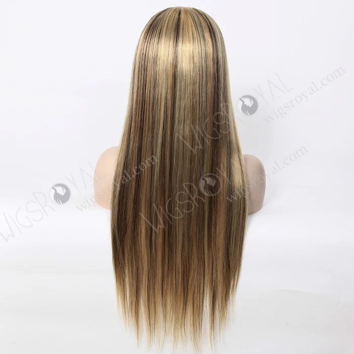 Long Straight Blonde Hair With Brown Highlight Human Hair Wigs