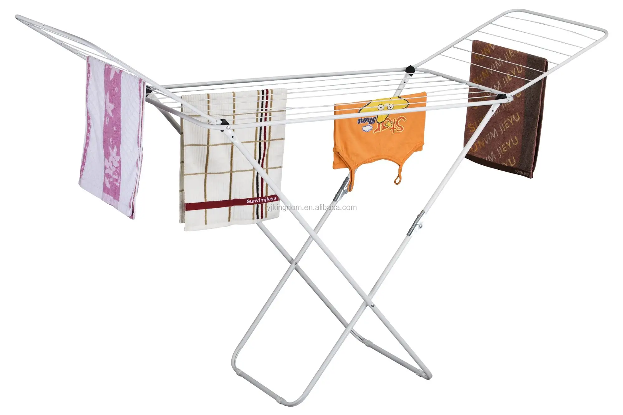 homebasic floor-mounted folding metal drying clothes rack