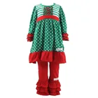 wholesale children's boutique ruffle christmas clothing newborn baby cotton clothes girls' dress sets