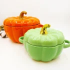Halloween 2-pieces ceramic stoneware casserole dish set / pumpkin shape casserole