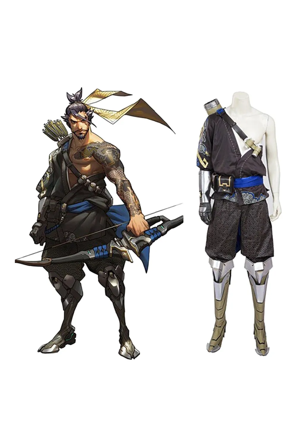 Hot Game Young Hanzo Cosplay Costume Full Sets Custom Made Free Shipping