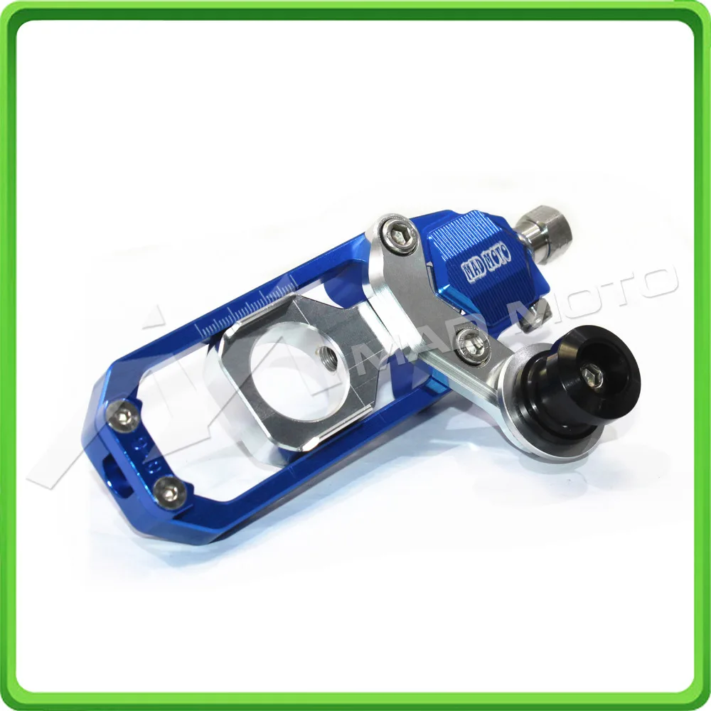 Motorcycle Chain Tensioner Adjuster with paddock bobbins fit for HONDA CBR 1000 RR CBR1000RR 2004 2005 2006 2007 Blue & Silver (7)