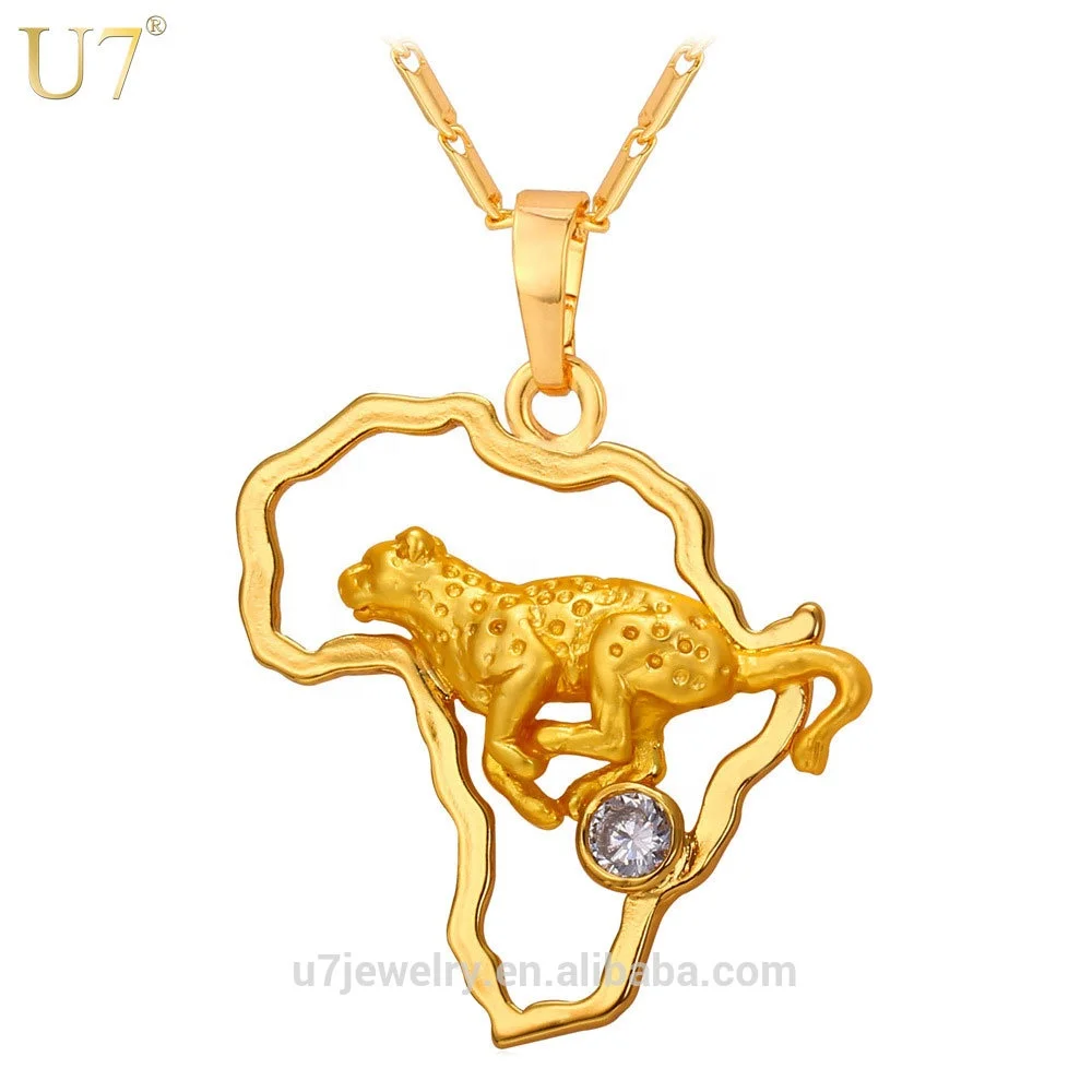 U7 2016 Gold Plated Afrcia Map Leopard pendant Necklace with chain for Men Women African jewelry
U7 2016 Gold Plated Afrcia Map Leopard pendant Necklace with chain for Men Women African jewelry
