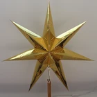 Handmade Yellow Paper Star Lantern Hanging Led Light