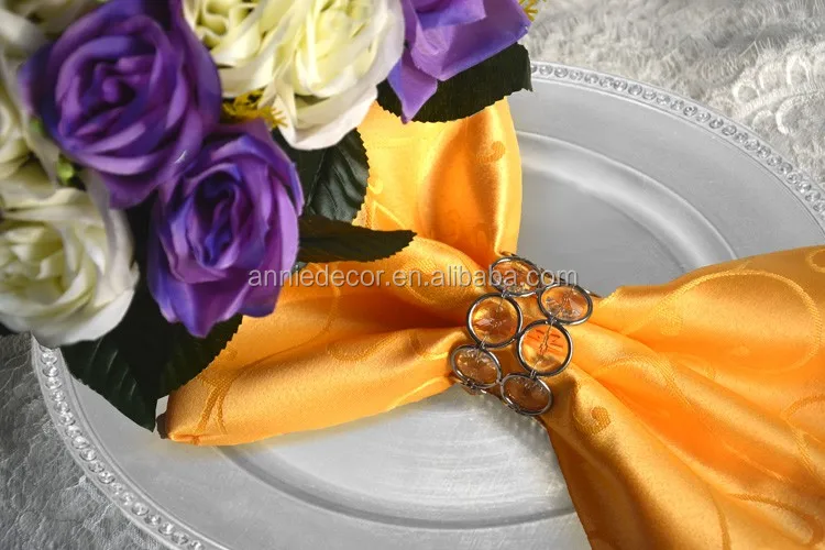 Wholesale Napkin Ring Metal Crystal Mosaic Napkin Rings for Wedding Event Table Decorations