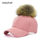 Unisex fullfy raccoon fur baseball cap sports cap bobble cap and Hat KZ160073