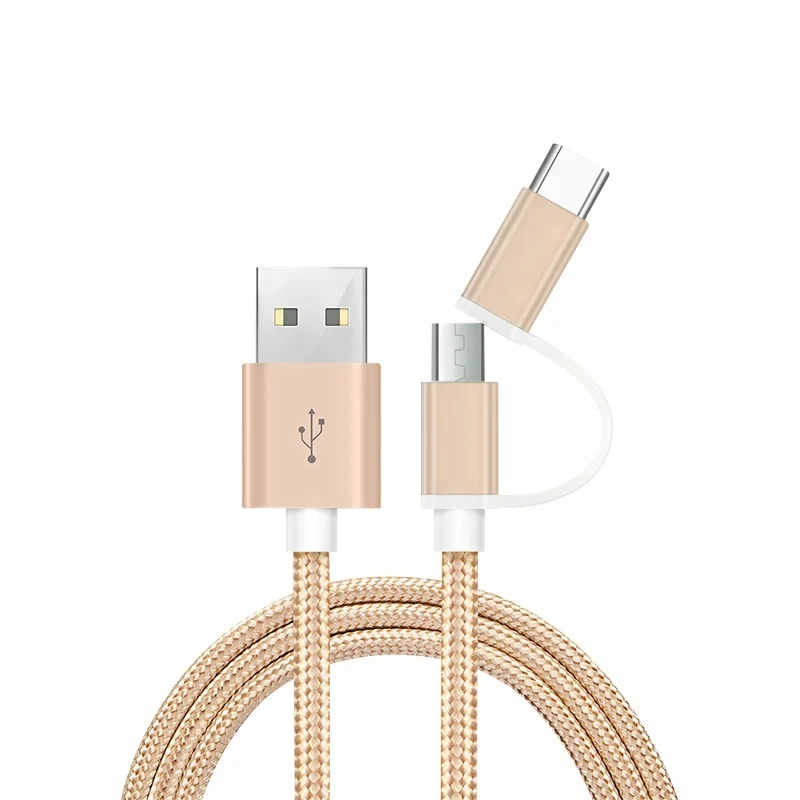 

Customized Multi Braided 2A 3FT USB Charger 2 in 1 Cable for Type C, Gold/rose gold/sliver/black/blue/rose red