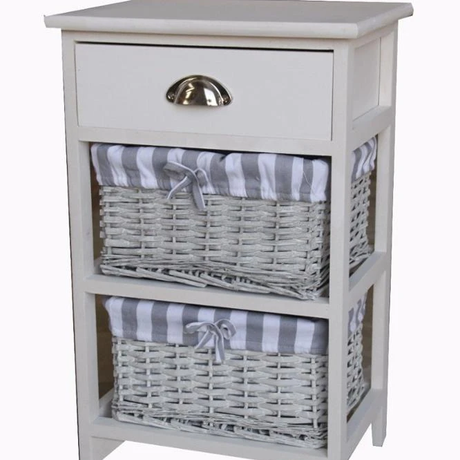 Wicker Basket Chest Of Drawers White Wooden Kids Toy Cabinet Buy