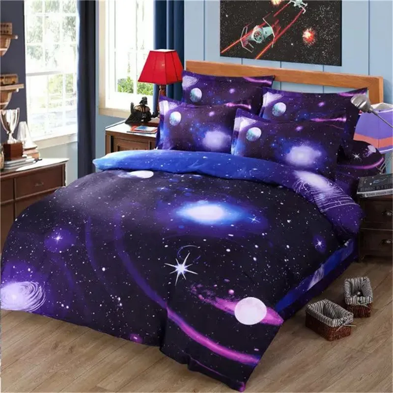 2016New fashion 3DGalay Bedding Sets Twin/Queen Size Universe Outer Space Themed Bedspread Bed Linen Bed Sheets Duvet Cover Set