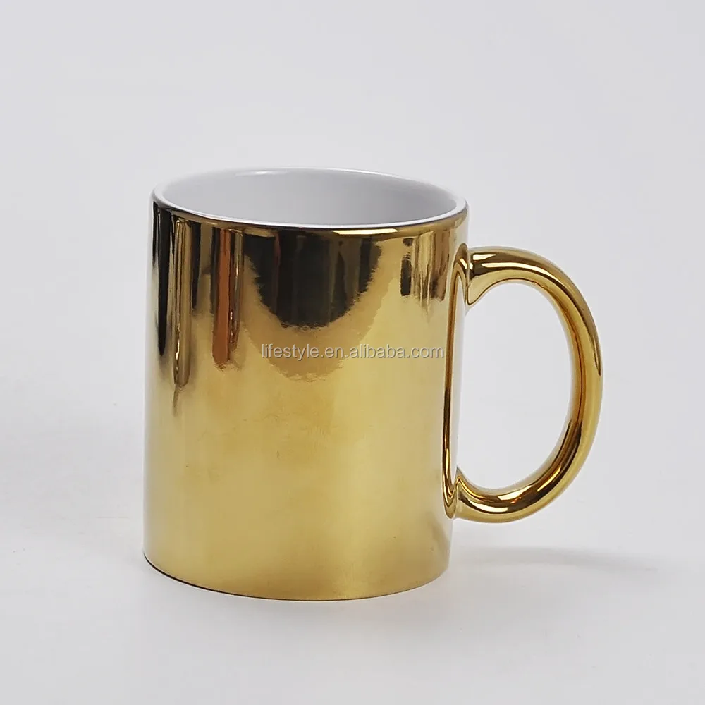 metallic ceramic promotion coffee mug, gift for her, 11 ounce