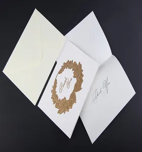 invitation card with embossment silver foiled hot stamping logos