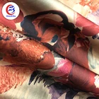 Oil painting style paper print fancy satin fabric for popular garments