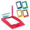 New gift stationery office desktop organizer square transparent plastic ball pen name card holder paper card tray memo pad stand