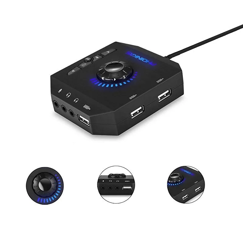 Arkartech T10 Audio Adapter USB 2.0 Hub with Microphone and 3.5mm Jack for headphones, Blue
Arkartech T10 Audio Adapter USB 2.0 Hub with Microphone and 3.5mm Jack for headphones, Blue