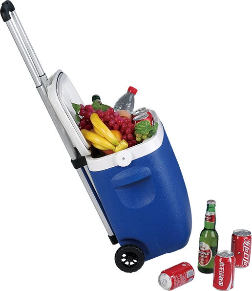 16.9 Quart Trolley Cooler Box,Wheeled Ice Box With Telescoping Handle