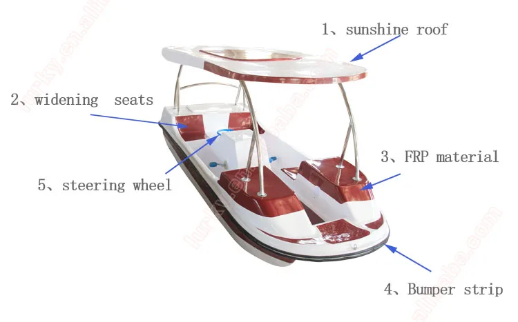 high quality fiberglass leisure family water pedal boat with