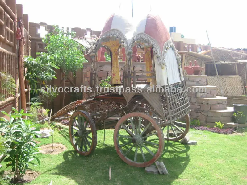 jodhpur hand made handicraft antique wooden bullock & horse cart