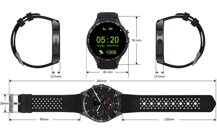 Luxury fitness tracker 2017 3g smart watch KW88 new product 2017 