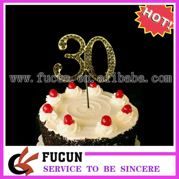 4.5cm number 30 rhinestone cake topper gold.jpg