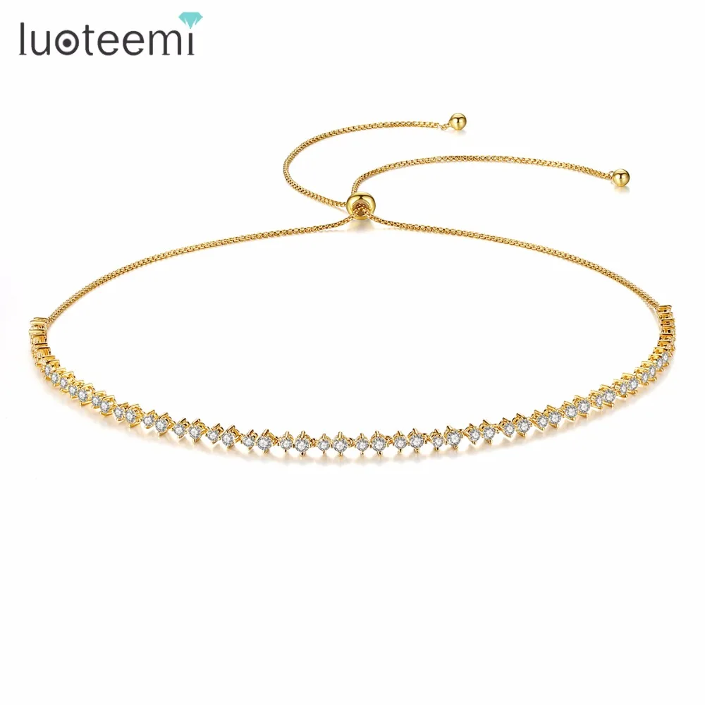 LUOTEEMI New Fashion Women Gold Color Round CZ Tennis Slide Choker Necklaces For Female Party Sexy Neck Jewellery Accessories
LUOTEEMI New Fashion Women Gold Color Round CZ Tennis Slide Choker Necklaces For Female Party Sexy Neck Jewellery Accessories