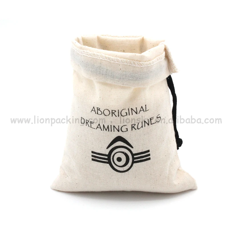 small 100% organic soft white cotton muslin drawstring gift