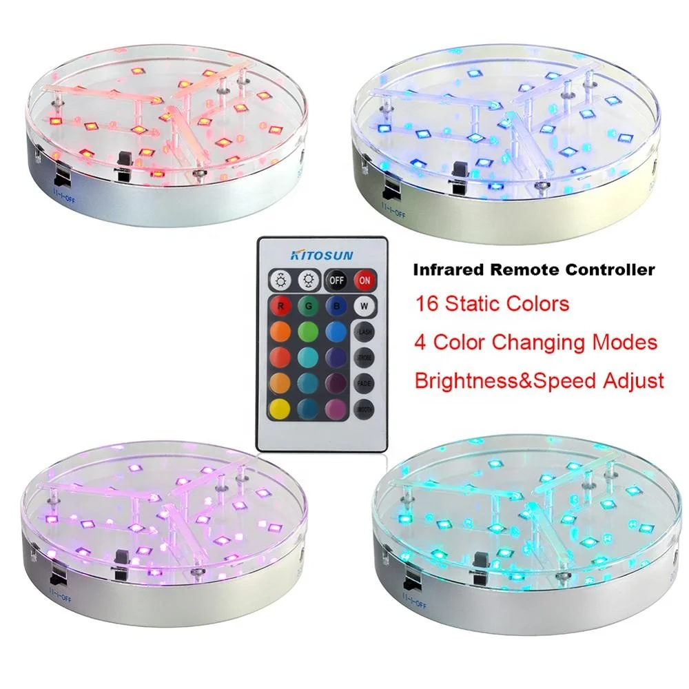 15cm Round LED Light Base Multi Colors RGB LED Rechargeable Battery Operated with Remote Controller for Shisha Hookah Lighting