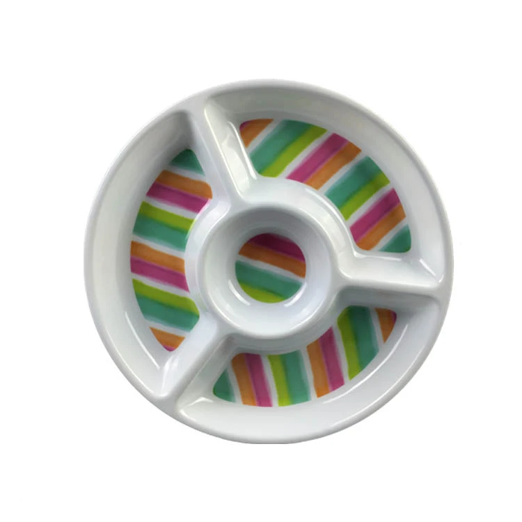 Lot 4 Chip and Dip Party Trays Modern White Pinwheel Melamine New