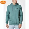 Mens 80 cotton 20 polyester pullover hoodies with Teal solid color