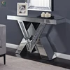 X shape modern home furniture diamond crushed wall wooden table console with mirror