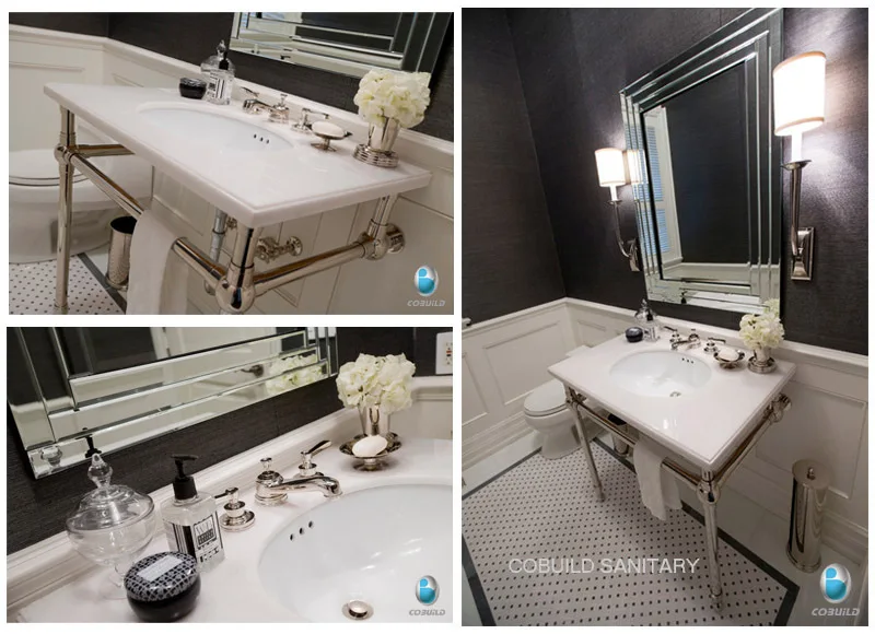 K 7002a Metal Frame Bathroom Vanity With Marble Countertop