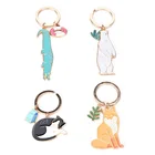 Wholesale custom animal shape cute fox cat fashion design zinc alloy keychain