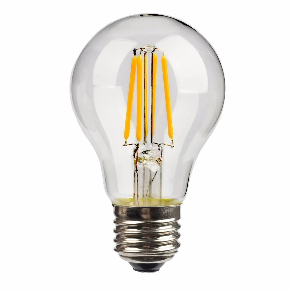 A19 A60 dimmable led filament bulb 120V 230V filament bulb lamp E27 E26 led edison bulb 4W 5W 7W