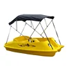4 Persons Water Bike Wheeler PE Plastic Electric Powered Pedal Boat with Sun-shade Cover for Entertainment Park
