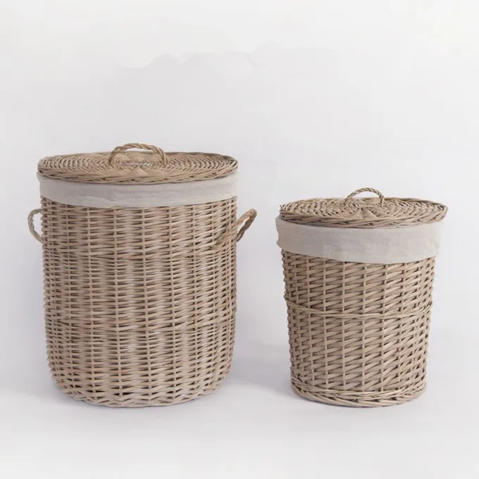 Дешевые хранения ротанга плетеная ива корзина для белья с крышкой