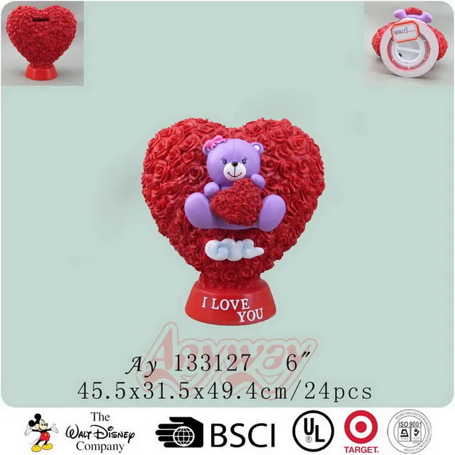 valentine gift best love rose bear piggy bank