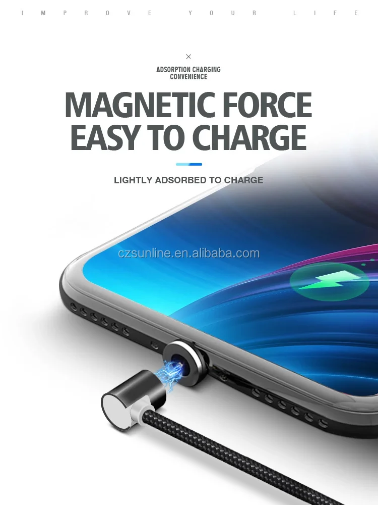 SUNLINE 2019 high feedback 90 degree micro usb cable nylon weave 2.4A 3 in 1 magnetic charging cable - ANKUX.COM