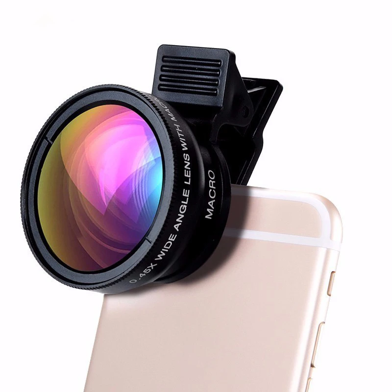 

Behenda 2019 universal clip on cell phone camera lenses 0.45x super wide angle macro lens for iPhone & Android lens kit, Black;silver;gold;rose gold