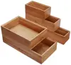 5-Piece Set Bamboo Wood Drawer Organizer Boxes