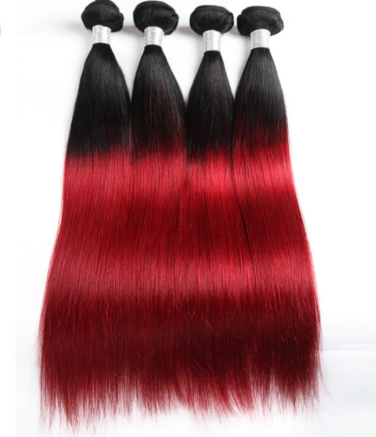 Quality Black Wine Red Hair Weave Ombre Color 1b 99j 100 Remy