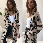 Leopard Print Long Cashmere Cardigan For Women
