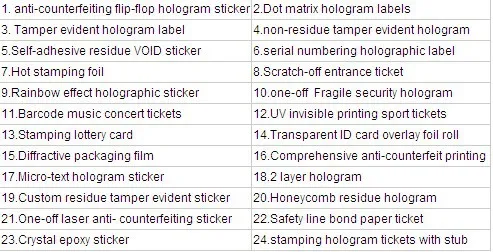 sticker thread & metal line, security paper with watermark.
