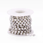 Round 4mm Howlite Wire Wrapped Roll Beaded Chain, Natural Stone Beads Rosary Chain for DIY Jewelry Making