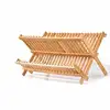 large capacity Natural Bamboo Collapsible Dish Drying Rack with 20 slats